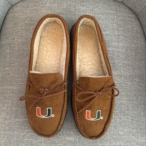 Miami Hurricanes Men’s Moccasin Slippers Size US 11-12